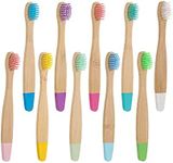 Bamboo Toothbrush, Charcoal Tooth Brush, Natural Wooden Toothbrushes, Soft Bristles Toothbrushes for Kids (Mixed Colors)10 Pcs