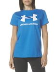 Under Armour Women's Live Sportstyle Graphic Short Sleeve Crew Neck T-Shirt, (406) Photon Blue / / White, X-Small