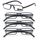 TERAISE Upgrade Blue Light Blocking Reading Glasses 4-Pack Compact/Lightweight Reader Glasses Anti-Stress Computer/Cell Phone Eyeglasses(+150)