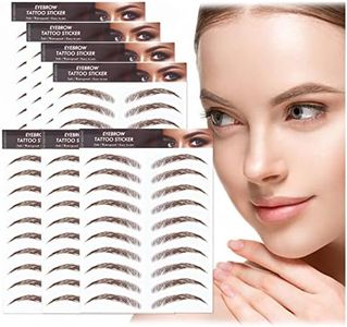AWAVM 7Sheets/77Pairs 4D Hair-Like Tattoo Stickers Waterproof Natural Fake Eyebrow Stickers,Long Lasting Eyebrow Grooming Shaping Perfect for Women and Girls (Brown-09)