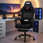 DROGO AeroX Gaming Chair with Luxurious Suede Fabric, Armrest, Neck & Massager Lumbar Pillow | Computer Chair for Study | Ergonomic Office Chairs for Work with Recline & Heavy Metal Base (Black)