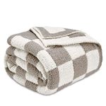 CozeCube Checkered Blanket,Ultra Soft Cozy Grey Checkered Throw Blanket, Warm Fluffy Checkerboard Throw Blanket, Grey and White Checkered Blanket for Couch Bed Sofa,50x60 Inches