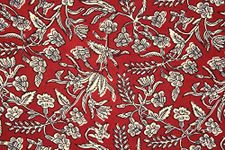 Handicraft-Palace Floral Printed Dress Making Fabric Home Decor Craft Fabric Soft Voile Vegetable Color Running Fabric (Maroon_2.5 Meter)