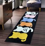 Roseate Cat Super Soft (50x120 cm) Microfibre 2000 GSM Bedside Runner Anti Skid Mats Runner for Bedroom/Bathroom/Kitchen/Door Mat/Floor Mat/Rug (Multicolour) Pack of 1