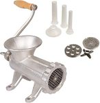 Cast Iron Table Mount Meat Grinder - Mincer Includes Two 3/4" Cutting Disks and Sausage Stuffer Funnel, Heavy Duty - Make Homemade Ground Beef Burgers, Easy to Use and Holiday Cooking Must Have