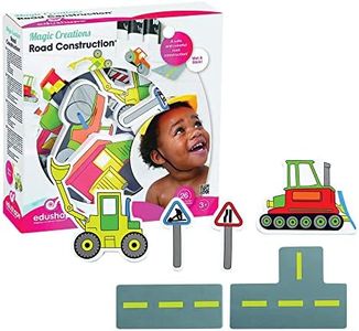 Edushape Magic Creations, Road Construction - Baby Bath Foam Toys Foam Stickers - Stick-On Removable Baby Foam Bath Toys for Toddlers 1-3 - Imaginative Learning Bath Toys Foam Activity Play Set