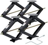 Set of 4 Camper Trailer RV Stabilizer Jacks, 7500Lb Heavy Duty 30" RV Stabilizer Leveling Scissor Jack with Crank Handle & Drill Sockets for Travel Trailer Camper, Black