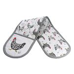 SPOTTED DOG GIFT COMPANY Double Oven Gloves, Heat Resistant Double Oven Mitt, Chicken Kitchen Oven Mitts, Chicken Themed Cooking & Baking Gifts for Animal Lovers Women Men