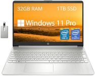 HP 15.6" FHD Business Laptop, Intel Core i3-1215U, 32GB DDR4 RAM, 1TB PCIe SSD, Intel UHD Graphics, Numpad, HD Webcam, Fingerprint Reader, Natural Silver, Win 11 Pro, 32GB Hotface USB Card