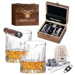 VKDONE Premium Cigar Glass, Gift for Men Old Fashioned Bourbon Glasses with Indented Cigar Rest Gift for Him, Husband