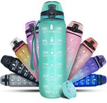 K-MART Water Bottle 1L Sports Water Bottle with Motivational Time Marker, Dishwasher Safe Leak-proof Drink Bottle BPA Free Non-Toxic for Running,cycling, Gym, School & Office (Green)