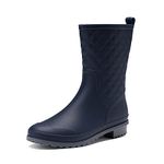 DREAM PAIRS Wellies Women Mid Calf Wellington Boots Ladies Garden Boots Waterproof Rain Boots Outdoor,Size 7,Navy Blue,SDRB2204W-E