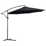 Outsunny 3(m) Garden Cantilever Parasol Patio Banana Hanging Umbrella Sun Shade with Crank and Tilt, 8 Ribs and Cross Base, Black