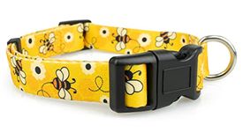 Limeloot Bees Dog Collar, Adjustable Dog Collar for Male and Female Dogs, Medium