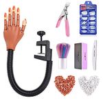 Nail Practice Hand for Acrylic Nails-Flexible Nail Training Hand Kits, Fake Mannequin Hands with False Nail Tips, Nail Files and Clipper for Nail Art Beginner