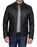 DEcrum Brown Leather Jackets For Men Cafe Racer Jackets | [1100114] D1, L