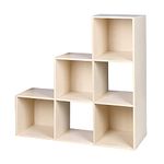 Contemporary Tiered 6 Cube Storage Organizer for Bedroom, Office, and Living Room (Oak), by Home Basics | Cubicle Storage for Décor, Books, Bins, Plants, and More