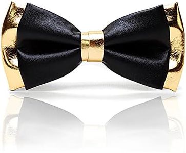 Gold & black bow tie for men, Double layer PU leather bow tie, Black and Gold bow tie by CK Bow Tie