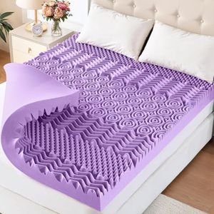 YUGYVOB 2 Inch Mattress Topper Queen, 7 Zone Lavender Infusion Foam Mattress Topper, Cooling & Breathable, CertiPUR-US Certified, 60 x 80 Inch