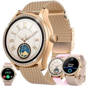 Smart Watch (Answer/Make Calls) with Alexa Built-in, Fitness Tracker for Android iPhone, 1.38" Activity Tracker with Heart Rate Sleep SpO2 Monitor, Calorie, 100+ Sports Modes IP68 Smartwatch (Gold)