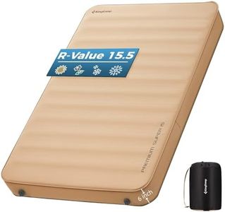 KingCamp Self Inflating Sleeping Pad, 6" Ultra Thick R 15.5 Air & Foam Camping Mattress 2 Person, Full Size Double Sleeping Pad for Camp Tent Outdoor Car, PVC Free (Khaki)