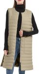 PACIBE Women Long Puffer Vest Down Quilted Lightweight Sleeveless Jacket with Pockets, Long-khaki, X-Large