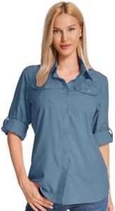 Women's UPF 50 Sun Protection Shirts Long Sleeve Fishing Hiking Shirt 5082navy Blue-XXL