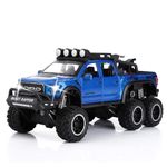 Roscoe Car Model Alloy MetalDiecast Collectible Toy Car with Blinking Lights Pull Back Diecast Toy Vehicles with Sound and Light Hood Can Be Opened for Kids Gift (Pickup Truck)