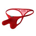 TIEVOSA Men's Leopard Thong Underwear Sexy Low Rise Jockstrap Cotton Performance Underwear Men's Cotton Thong Underwear Red