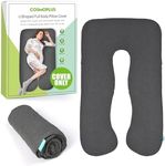 COSMOPLUS 𝐏𝐫𝐞𝐠𝐧𝐚𝐧𝐜𝐲 𝐏𝐢𝐥𝐥𝐨𝐰 𝐂𝐨𝐯𝐞𝐫 U Shaped Full Body Pillow Case 𝐂𝐨𝐯𝐞𝐫 for Maternity,Stretchy Cool Breathable Jersey Fabric, Provides Sleep and Pregnancy Support,Heather Grey