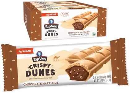 Crispy Dunes Vegan Chocolate Hazelnut Wafer Sticks – Low-Calorie Keto Snack with Hazelnut Cream Filling, 90 Calories, Non-GMO, Prebiotic Fiber - 12 Pack