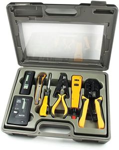 InstallerParts 10 Piece Network Installation Tool Kit - Includes LAN Data Tester, RJ45 RJ11 Crimper, 66 110 Punch Down, Stripper, Utility Knife, 2 in 1 Screwdriver, and Hard Case