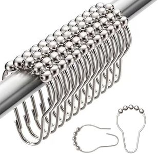 HANHOST Shower Curtain Rings, Stainless Steel Rust Proof Shower Hooks for Bathroom Shower Rods Set of 12, Nickel