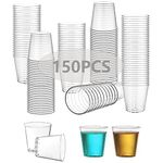 Mis.Moon 150PCS Plastic Shot Glasses, Reusable Shot Glasses 30ml-1oz, Strong Durable Hard Plastic, Quality Crystal Clear Shot Cups for Parties, Travel, Picnics, Weddings, Camping, Beach