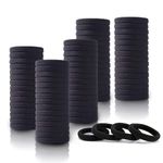 100PCS Black Hair Ties, Seamless Cotton Thick Black Hair Band, Elastic Hair Ties No Damage Ponytail Holder