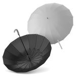 ISABRELLA Big Umbrella for Men, 50 Inch Umbrella Big Size with Black Coating - UV Protection, 16+8 Ribs Storm-Proof Lotus Frame Long umbrella for 4 Peoples, Suitable for Rainy Days and Sun Protection (Grey)