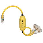 DEWENWILS 3 FT Outdoor/Indoor Tri-Tap Manual GFCI Extension Cord, 12/3 Gauge SJTW 15 Amp Yellow Outer Jacket Contractor Grade Heavy Duty Power Cable with LED Lighted 3 Prong Ground Plug, UL Listed