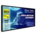 Silver Ticket Products STR Series 6-Piece Home Cinema Fixed Frame 4K / 8K Ultra HD, HDTV, HDR & Active 3D Film Projection Screen, 16:9 Format, 120 Inch Diagonal, Grey Material STR-169120-G