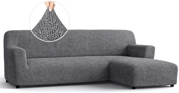 PAULATO BY GA.I.CO. Sectional Couch Cover - Chaise L-Shape Sofa Slipcover - Washable Corner Couch Covers - 1-Piece Form Fit Stretch Cover - Microfibra Collection - Dark Grey (Right-Facing Chaise)