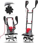 NETTA Electric Garden Tiller 1200W - Rotovator with 360mm Working Width, 220mm Depth, 10m Cable - Rotary Soil Cultivator Tool - Corded Electric Rototiller for Soil & Garden Tiller