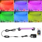 Submersible Aquarium Light for Fish Tank: Waterproof Underwater Fish Lamp with COB Light Strips - Adjustable Brightness RGB Colors Led Light with Remote and Suction for Aquarium Fish Tank - 20cm