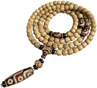 Natural Star Moon Bodhi Bracelet for Women Yellow 108 Star Moon Bead Bracelet Anxiety Relief Energy Healing Meditatioon Good Luck Multi-loop Winding Design Buddha Bead Bracelets Unisex Birthday Gift(Bodhi 8)