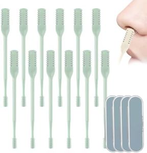 Hair Cutter, Nasal Hairs Remover Tool, 360° Rotating Portable Manual Nose Hair Remover, Double Sided Noses Hairs Knife Travel Essentials (Green, 12 PCS)