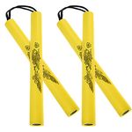 ZDNT 2 Pairs Foam Nunchucks,Safety Practice Nunchaku with Rope,Martial Arts Nunchucks,Foam Training Nunchucks Portable Training Nunchuck Foam Martial Arts Nunchucks for Kids and Beginners(Golden)