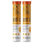 High Strength Drinkable Vitamin C 1000mg - VIT C Supplement - Contributes to The Maintenance of a Normal Immune System - Vitamin C Drink Orange Flavour - 20 Tablet Tube (Pack of 2)