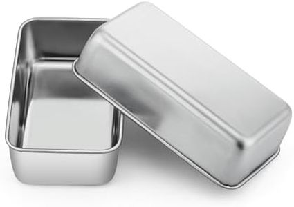 P&P CHEF Loaf Pan Set, 9 x 5 Inch Bread Pans, Stainless Steel Loaf Toast Baking Pans For Bread Meatloaf Lasagna Cake, Healthy & Non Toxic, Oven & Dishwasher Safe,(Silver, 2Pcs)