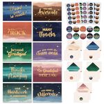 Decorably 50 Pack Gold Foiled Watercolor Employee Appreciation Cards for Employees with Envelopes & Stickers - 10 Designs Blank Inside Appreciation Cards for Coworkers, 6x4in Thank You Cards Employees
