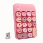 Seaciyan Wireless Number Pad, Ergonomic Cute Colorful Retro Mini Portable Numeric Keypad, 2.4G Cordless External Keyboard for Computer, Laptop (Pink)