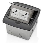 Leviton PFGF2-MB, Black Pop-Up Floor Box with 20 Amp, Tamper-Resistant Self-Test GFCI Outlet