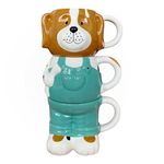 Persina Cute Dog Coffee Mug Set of 3 Stackable Large Ceramic Mugs with Handles for Coffee Tea Hot Chocolate Milk, Cup Set of 15 Oz, 17 Oz, Gift for Dog Lovers Halloween Kids Women Couples